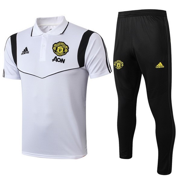 Polo Manchester United Conjunto Completo 2019 2020 Blanco Negro